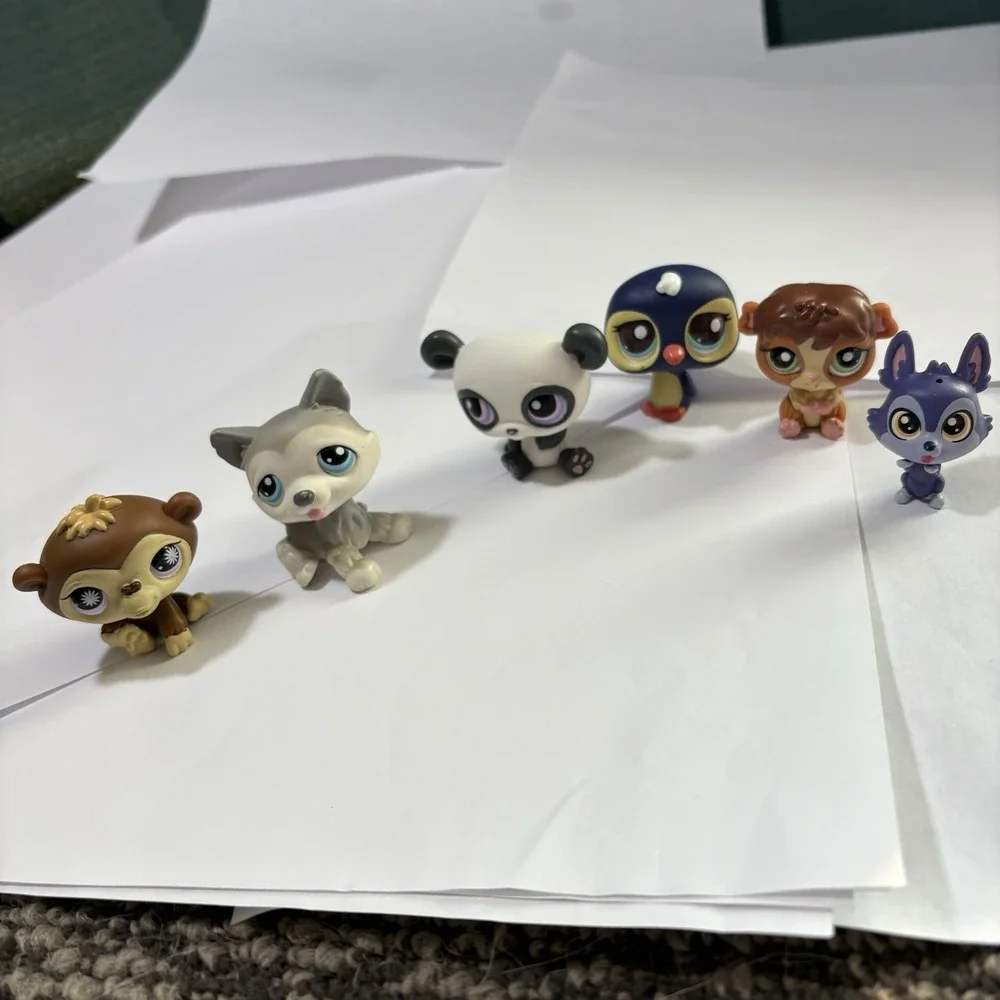 LPS Littlest Pet Shop Lot 6 Mixed Pets Gen 1 Husky Dog‎  Panda Monkey Penguin